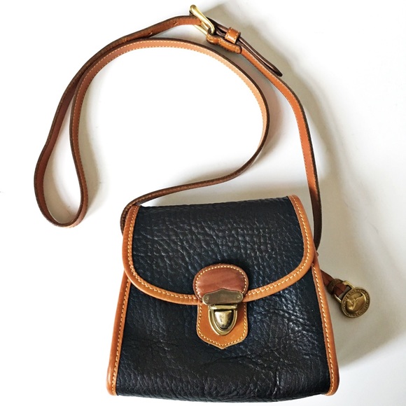 dooney and bourke black and tan leather purse